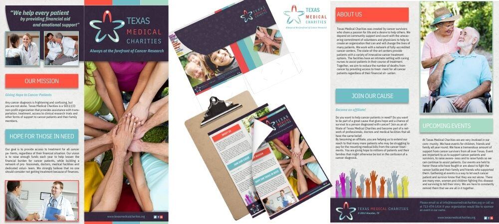 TMC Texas Medical Charities folder and brochure print design