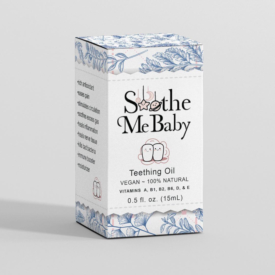 Soothe Me Baby teething oil box design & Shopify store creation